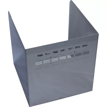 A three-sided stainless steel shield, featuring the Elektra logo and number 04219081 in slotted letters, stands on a white background. The reflective surface is part of the Elektra 04219081 Stainless Steel Body - T1. © 2025 1st-line.com