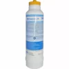 A white BWT Bestmax -M-Cartridge, Single water filter with a yellow cap and front blue and black text labels showing product info and certification logos. © 2025 1st-line.com