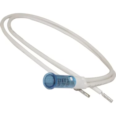 A white Foley catheter with a blue inflation valve, coiled on a plain white background, is shown next to an Ascaso I.1236 Blue Warning Lamp - Steel ST. © 2025 1st-line.com