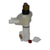 A white plastic valve assembly for the Grimac Cappuccino Master-Milk Frother featuring clear tubing, black collar, brass top fitting, white knob, small red cap, and a white bracket is shown against a plain white background. © 2025 1st-line.com