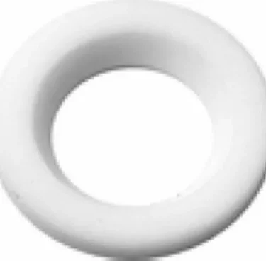 A white, round, donut-shaped object with a smooth surface and a large center hole—like the Elektra 01893035 Steam/Water Valve Joint Gasket (wand to tip)—viewed from above on a plain background. © 2025 1st-line.com