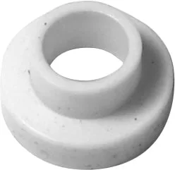 A white, round Rancilio 36930016 Steam Wand PTFE Stopper Gasket with a raised center ring and central hole, shown from an angled top view. © 2025 1st-line.com