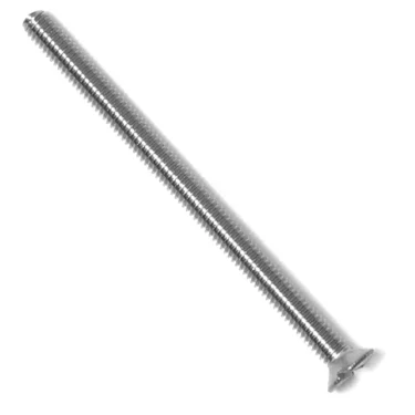 An Elektra 01483035 Stainless Steel Screw M4X60, featuring a flat, slotted head and fully threaded shaft, is positioned diagonally on a white background. © 2025 1st-line.com