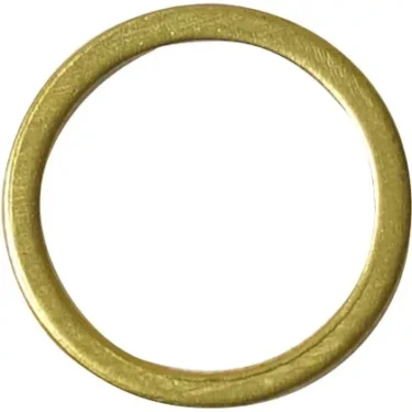 An Olympia Flat Washer 14/11/2x0/5MM, featuring a plain, smooth, circular gold design, is displayed against a white background. © 2025 1st-line.com