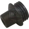 Angled view of the Ascaso I.2584 Extra Cream Stop—black plastic threaded adapter with ridges and grooves, designed as a replacement part for compatible machines or appliances. © 2025 1st-line.com