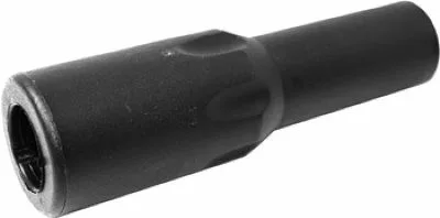 Black cylindrical insulated female spade connector, like those used with the Rancilio 38121018 Filter Holder Handle. Shown on a white background, it features a textured grip area in the middle. © 2025 1st-line.com