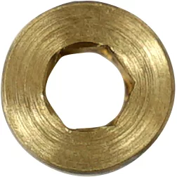 Close-up of a brass-colored, flat, round 1/8 plug with a central hexagonal hole, compatible with Bezzera 5226417.01 bleeder or vacuum valves. © 2025 1st-line.com