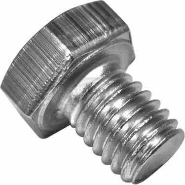 Close-up of an Elektra 01007035 Screw M8X10 hex bolt, featuring visible threads and a textured head, angled on a white background. © 2025 1st-line.com