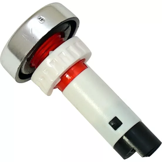 Close-up of Isomac 000584 Red Light featuring a metallic top, black plastic base, and white gear-like ring; compatible with Isomac Relax and Tea espresso machines. © 2025 1st-line.com