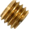 Close-up of the Bezzera 5227007 Dowel M8x6 Hole M4 for Mitica—brass threaded insert with spiral external threads, designed for screwing into wood or plastic on Bezzera Mitica machines to provide a durable threaded hole. © 2025 1st-line.com