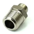 Close-up of the ECM C229900519 Straight Fitting 1/4 x 1/8, a metallic adapter with a hexagonal middle and external threads on both ends, designed for connecting pipes or tubes. © 2025 1st-line.com