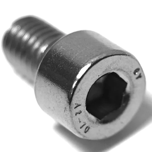 Close-up of the Elektra 01818035 Inox Screw M8X12, highlighting its precision-threaded shaft, hexagonal socket head, and engraved M8X12 marking near the socket. © 2025 1st-line.com