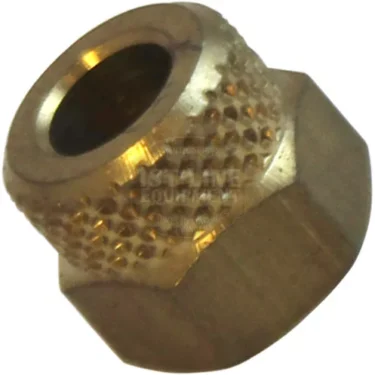 Close-up of the Rancilio 23212013 Nut, showing its knurled grip surface, hexagonal base, and central threaded hole. © 2025 1st-line.com