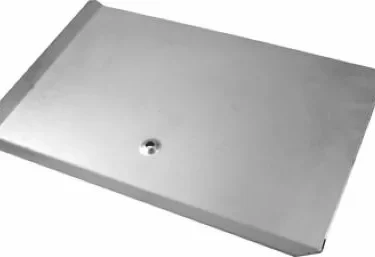 Elektra 00781014 Splash Plate for Sixties Series One Group, a rectangular metal plate with slightly raised edges and a central hole near one end, is shown against a white background. © 2025 1st-line.com