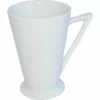 Levtov International White Footed Mug 8 fl oz, with a flared base and angular geometric handle, shown isolated on a white background. © 2025 1st-line.com