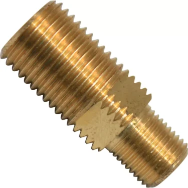 The Ala di Vittoria 3510107 Nipple (1/8M x 1/4M) features male threads on both ends for connecting two female-threaded pipes or fittings, shown here against a white background. © 2025 1st-line.com