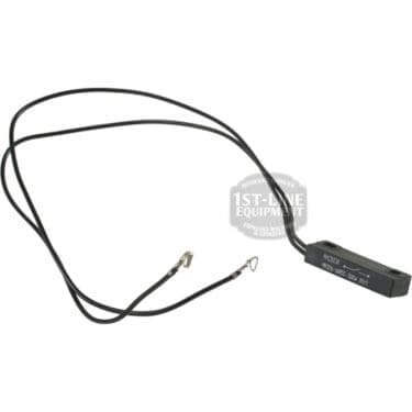 The Ascaso I.2548 Water Level Sensor, in black (MEDELEC MME-1486C-300W B/V1), has two black wires with metallic loop connectors and is shown against a white background. © 2025 1st-line.com