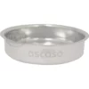 The Ascaso I.2635 Pod 57mm Filter Basket for Removable Portafilter (2015 Version), crafted from stainless steel with branding on the side, is shown against a plain white background. © 2025 1st-line.com
