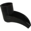 The Ascaso Plastic 1 Way Outlet is a black adapter with a curved, tapering end and cylindrical opening, designed as a replacement part for Ascaso espresso machines or similar equipment. © 2025 1st-line.com