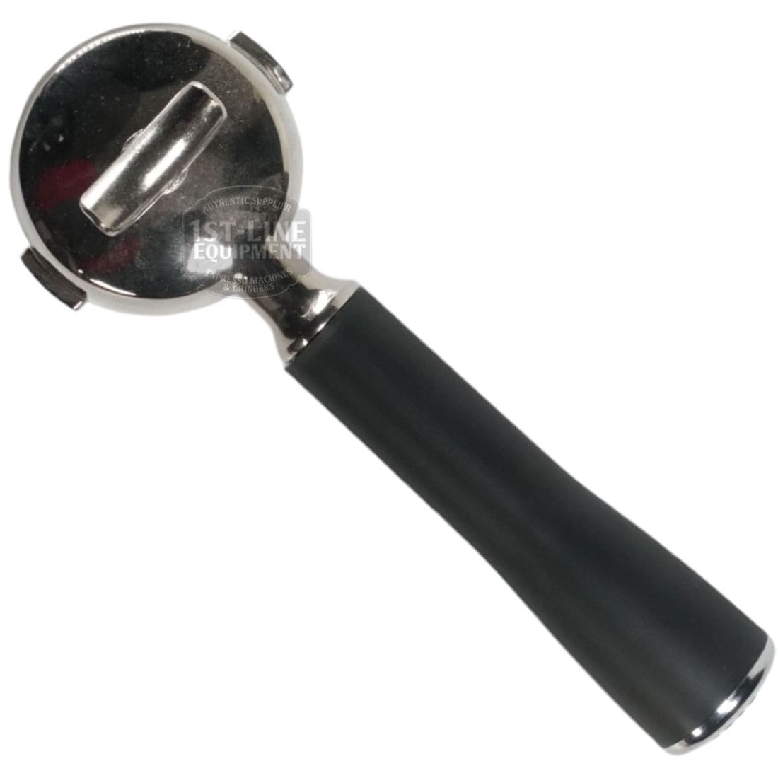 The Ascaso PM.100 Versatile Portafilter, 57mm with single cup basket, is shown on a white background. © 2025 1st-line.com