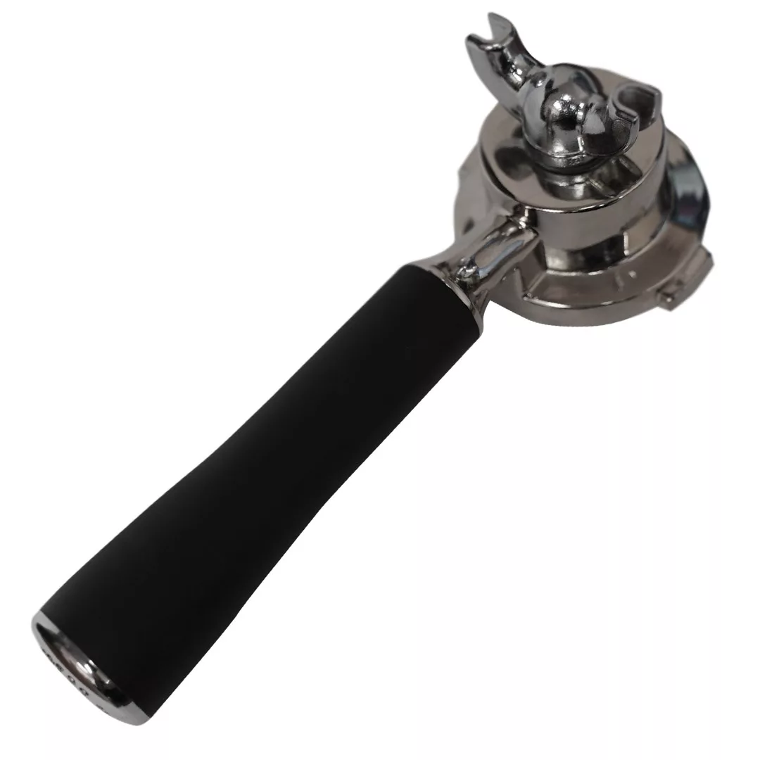 The Ascaso PM..84 Capsule Portafilter is a dual spout, double dose portafilter with a black handle, compatible with Lavazza Point capsules and often used in espresso machines. © 2025 1st-line.com