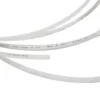 The Ascaso V..448 4x6mm Clear Inlet Hose (~1 meter) and other flexible, translucent plastic tubes with printed specs are arranged diagonally on a plain white background. © 2025 1st-line.com