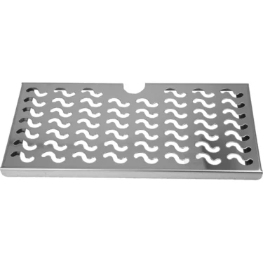 The Bezzera 5074616LW Cup Heater Grid is a rectangular stainless steel part with evenly spaced wavy cutouts and a small semicircular notch on one edge, visible from above. © 2025 1st-line.com