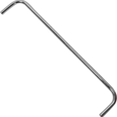 The Bezzera 5163205.01CM Top Cover Rail is a bent metal rod with a shiny silver finish, shaped into a wide U with straight sides and rounded corners, displayed on a white background. © 2025 1st-line.com