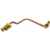 The Bezzera 5164079LL Upper Boiler Heating Pipe is copper with angled bends and brass fittings—one end has a large threaded fitting, the other a smaller hexagonal one—for secure connections. OEM part: 5164079LL. © 2025 1st-line.com