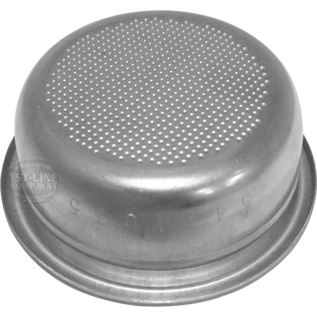 The Bezzera 5471035 58mm 2-Cup Filter Basket with Run Channel features stainless steel construction and a perforated bottom for optimal extraction, delivering rich espresso shots every time. © 2025 1st-line.com