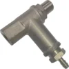 The Bezzera 5965036.01 Over Pressure Valve Assembly is a metal Y-shaped pipe fitting with threaded connectors and a hex nut, designed for use in Bezzera machines as part of the valve assembly or over pressure valve system. © 2025 1st-line.com