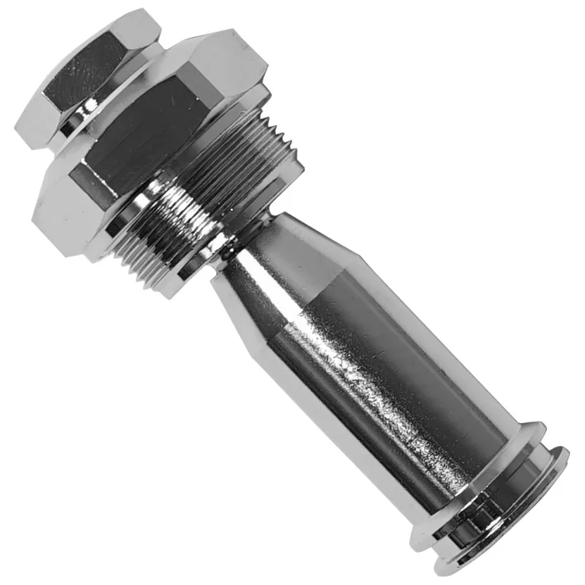 The Bezzera 7479933.01 Injector E61 Upper Sleeve Assembly features a shiny metallic valve stem with threaded ends and hexagonal nuts, shown at an angle on a white background—perfect for Bezzera espresso machine maintenance. © 2025 1st-line.com