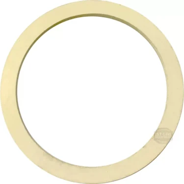 The Brasil 10-14 Moka Pot Gasket Replacement is a beige, flat, circular gasket with a smooth surface, perfect for replacing worn gaskets in Brasil 10-14 models. Shown here from above on a white background. © 2025 1st-line.com
