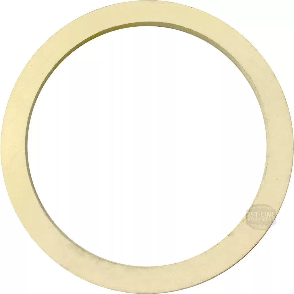 The Brasil 10-14 Moka Pot Gasket Replacement is a beige, flat, circular gasket with a smooth surface, perfect for replacing worn gaskets in Brasil 10-14 models. Shown here from above on a white background. © 2025 1st-line.com