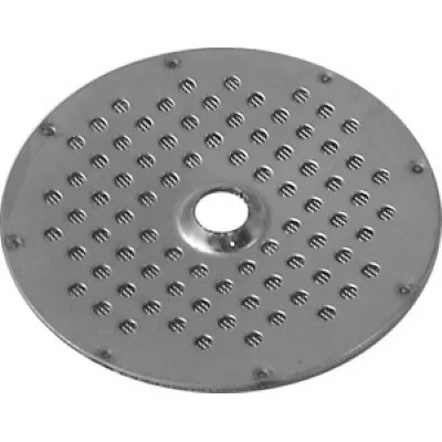 The DISCONTINUED Ascaso I..278 Shower/Dispersion Screen is a round, shiny metal disc with a central hole and evenly spaced raised bumps, designed for use in espresso machines. © 2025 1st-line.com