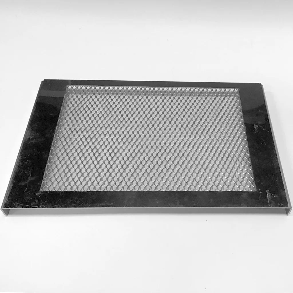 The DISCONTINUED VBM GRIGCSDOMSNEW Drip Tray Grill (Cover) features a solid rectangular frame with a diamond-patterned wire mesh center and is shown on a white background. © 2025 1st-line.com