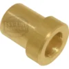 The ECM B7479942 E61 Spring Guide Bushing is brass with a hollow center and a wide-rimmed end, shown against a plain background. The fitting has a smooth, shiny finish. © 2025 1st-line.com