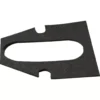 The ECM C449900767 E61 Grouphead Back Gasket is a thin, black, irregular gasket with a central oval cutout and two small semi-circular edge notches; designed for use with E61 groupheads. © 2025 1st-line.com
