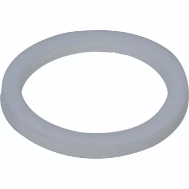 The ECM P1001 Heating Element Gasket is a white, flat, circular gasket with a smooth surface, perfect for use in heating element assemblies. © 2025 1st-line.com