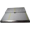 The ECM P3011.4 Top Heater Panel is a metallic, rectangular unit with a hinged lid, circular holes on the top section, yellow surface stripes, and a solid reflective lower part resembling an ECM heater panel. © 2025 1st-line.com