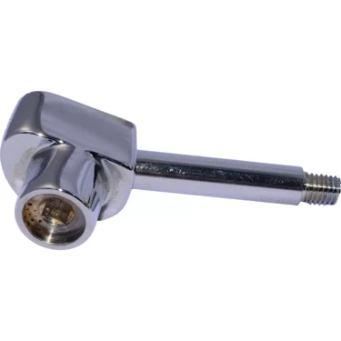 The ECM R000002145 E61 Grouphead Lever is a chrome-plated metal handle with a threaded end, featuring a cylindrical design with a wider section and small holes for E61 grouphead installation. © 2025 1st-line.com