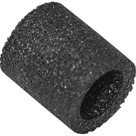 The Elektra 00111035 Grouphead Filter is a cylindrical black foam filter with a hollow center, textured surface, and open ends, shown angled against a white background—designed for Elektra espresso machines. © 2025 1st-line.com