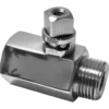 The Elektra 00150021 Chrome Steam Valve is a right-angle adapter with a threaded male end and hexagonal nut, commonly used to connect pipes or hoses in plumbing or industrial setups. © 2025 1st-line.com