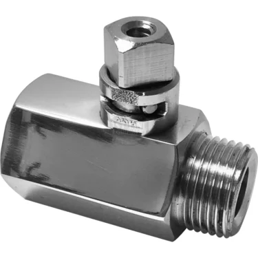 The Elektra 00150021 Chrome Steam Valve is a right-angle adapter with a threaded male end and hexagonal nut, commonly used to connect pipes or hoses in plumbing or industrial setups. © 2025 1st-line.com