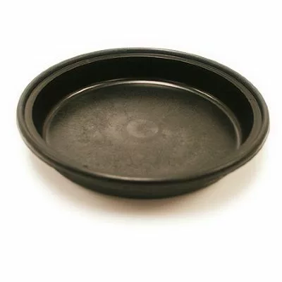 The Elektra 00157035 Plastic Drip Tray is a round, shallow drip tray with a smooth black surface, shown on a white background. © 2025 1st-line.com