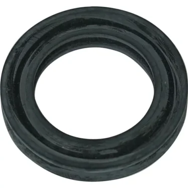 The Elektra 00173035 Lower Piston W Gasket is a black rubber, circular gasket with a smooth surface and a central hole, displayed against a white background. © 2025 1st-line.com