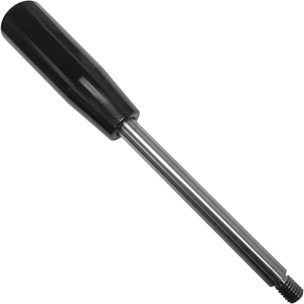 The Elektra 00176039 Bakelite/Chrome Lever Assembly features a metal rod with a black Bakelite chrome handle and threaded tip, shown isolated on a white background. © 2025 1st-line.com