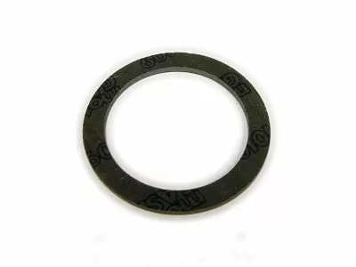 The Elektra 00499035 Heating Element Boiler Gasket, a flat, circular, dark gasket with printed text or numbers, is shown against a plain white background. © 2025 1st-line.com