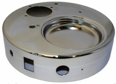 The Elektra 00603021 Base is a shiny, circular chrome component with 3 holes and a slightly raised center, designed for Semiautomatica machines built before 2005. © 2025 1st-line.com