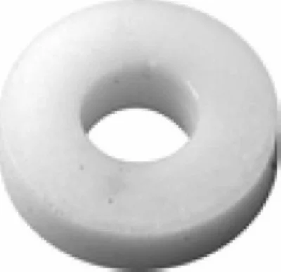 The Elektra 00635035 Thermal Insulator, a white, round, flat component with a central hole like a washer or doughnut, is shown against a plain background. It serves as a reliable thermal barrier for diverse applications. © 2025 1st-line.com